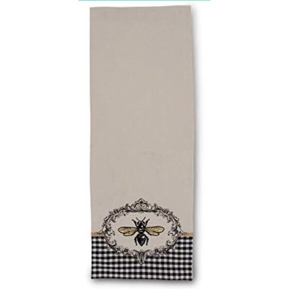 Sassy Bee Embroidered Table Runner 72”x 13” Tan Black Linen Look NEW - Picture 5 of 8